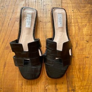 Steven New York Croc Embossed Slide Sandals Size 8 M